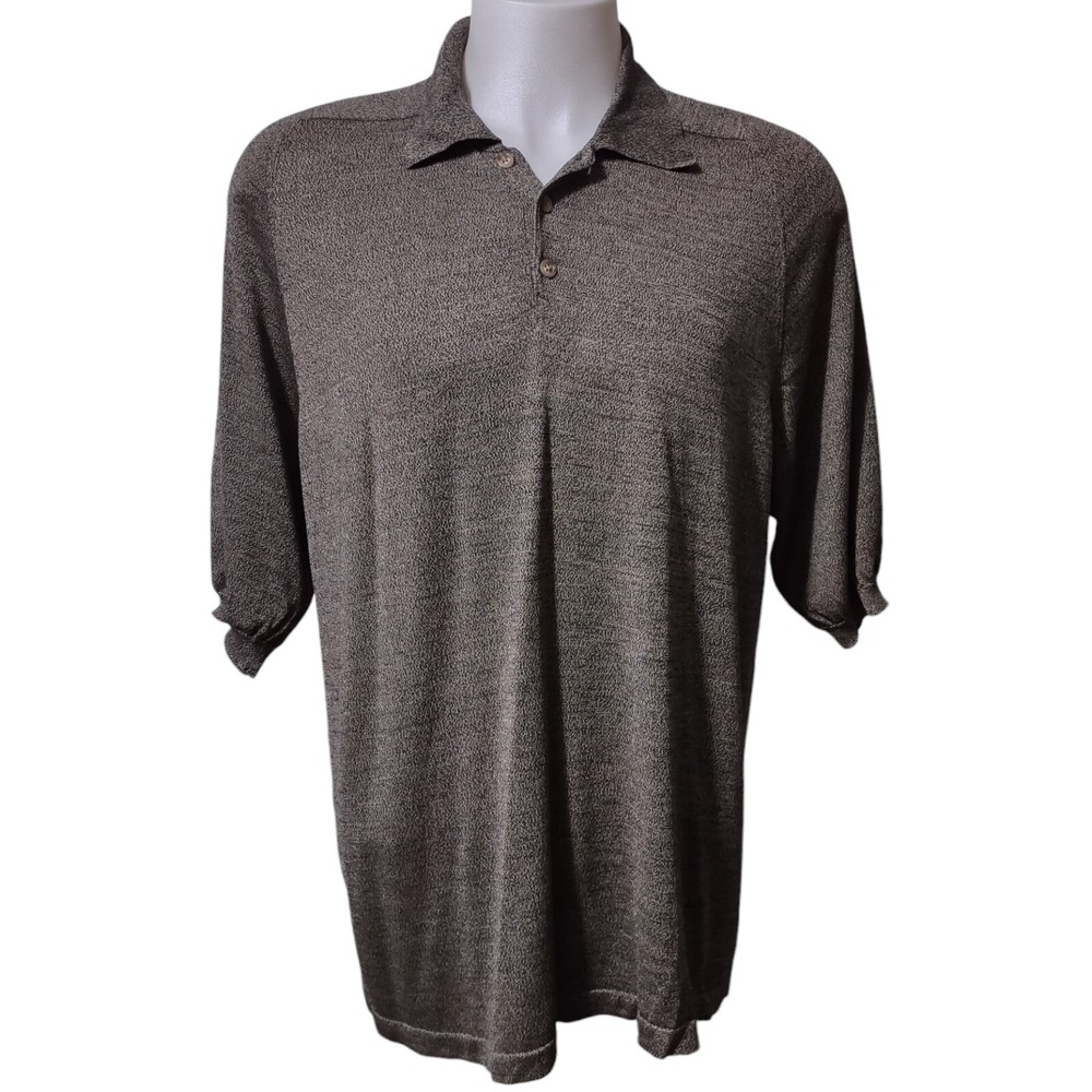 Anthology‎ Polo Shirt Men's Size XL Silk Blend Lightweight Short Sleeve Collared